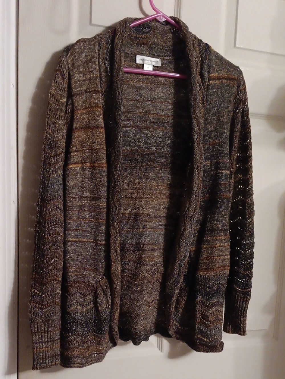 Christopher & Banks Brown Marled Open-Front Cardigan